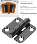 AKLOSIPY 316 marine-grade stainless steel butt hinge, 38mm x 38mm, black finish close-up view