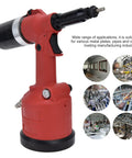 Pneumatic Rivet Nut Setting Kit Heavy Duty Air Powered Riveter For M3 To M12 Nuts showcased with applications for metal work