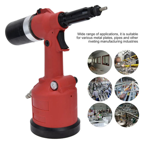 Pneumatic Rivet Nut Setting Kit Heavy Duty Air Powered Riveter For M3 To M12 Nuts showcased with applications for metal work