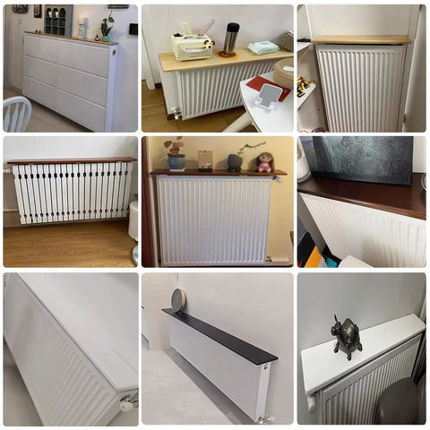 Custom Size Wooden Radiator Shelf Cover Wall Mounted Hidden Storage Panel With Heavy Duty Steel Brackets For Bedroom Office Garage Kicking Clutter To The Curb While Saving Space Like A Boss Straight Up Durable - Various installation angles and colors.