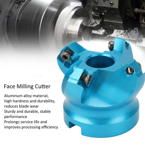 4 Flute Face Milling Cutter Head For CNC Lathe Machines Aluminum Alloy Body blue tool next to CNC lathe