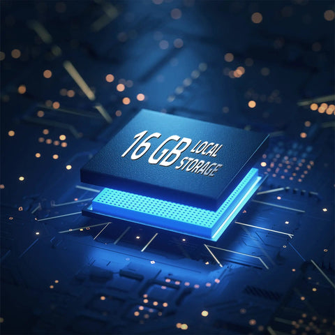 Close-up of a 16GB local storage chip used in Battery Powered Video Doorbell 2E With 2K Live View, Wide Dynamic Range, 4:3 Color Image For A Crisp Head To Toe Look, And 120 Day Front Door Security With Low Power Wireless HomeBase.