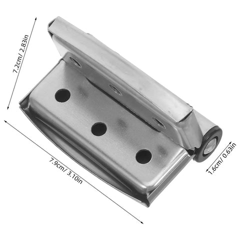 Heavy Duty Stainless Steel Toilet Partition Hinges With Spring Return And Silent Close Installation Hardware dimensions shown