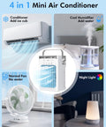 Portable Evaporative Mini AC With Remote, Four Speed Settings, 2 4 6 Hour Timer, Dual Mode Cooling, Colorful Night Light
