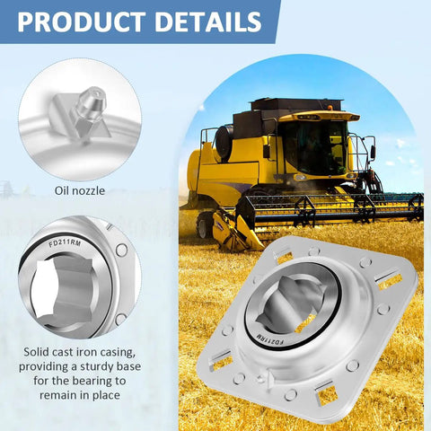FD211RM Direct Swap Disc Harrow Bearing With One Point Five Inch Square Bore And Flange Mount Built Like A Brick Wall For Heavy Duty Farms Featuring Pain Free Lube Up Triple Lip Guards And Top Shelf Grease