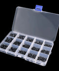 Top Shelf Heavy Duty Black Nylon Phillips Pan Head Screw And Hex Nut Assortment With 510 Metric Pieces M2 M2.5 M3 M4 M5 in storage box