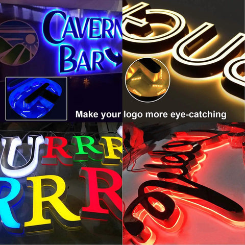 Illuminated signs using 100 Pcs WS2811 RGB LED Modules 12V DC Waterproof IP65 SMD 5050 Dream Color IC With Adhesive Backing Stick On Cuttable Every 3 LEDs Easy Peel N Stick Storefront Lights No Controller