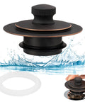 Slick Universal Bathtub Drain Stopper And Cover fits lift and turn tip toe drains, oil rubbed bronze, easy removal, replacement plate.