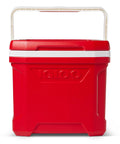 Profile II 16 Quart Red Cooler With Fold Flat Bail Handle, Cool Riser Technology, tall vertical profile, and liner visible