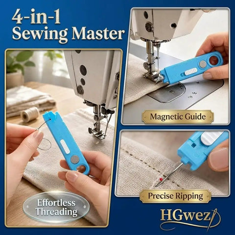 4 in 1 Needle Threader Tool With Magnifier And Seam Ripper Magnetic Sewing Accessory For Quick Threading And Easy Stitch Removal The Ultimate Quilting And Crafting Helper Red Twin Pack, blue ABS plastic