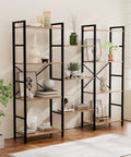 Four Tier Book Shelf With Sturdy Metal Frame Freestanding Modern Bookcase Display Shelves For Living Room Office Garage Big Capacity Storage For Books Lego Plants And Decor Rustic Brown Finish