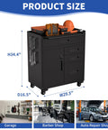 Beefy Thirty Inch Lockable Tool Storage Cart With Hella Strong Steel Frame And Slick Pegboard Organization For Garage Workshop, H34.4"