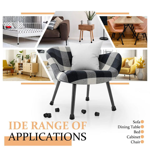 Kick Your Workstation Vibe Up With These Premium Round Rubber Chair Leg Tips And Heavy Duty Floor Guard Caps featuring black rubber caps on chair legs in various settings.