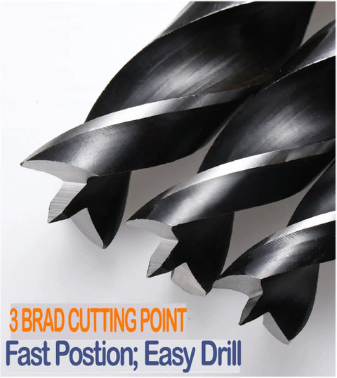 Heavy Duty 7/16 Inch Wood Brad Point Drill Bit Set With Ten Stubby Short Shank Woodworking Bits That Grip Tight and drill like butter