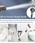 Filtered Shower Head With Handheld, Powerful High Pressure 4 Spray Showerhead With Filters for Hard Water, cleaning bathroom tiles.