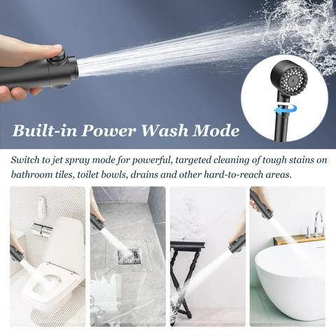 Filtered Shower Head With Handheld, Powerful High Pressure 4 Spray Showerhead With Filters for Hard Water, cleaning bathroom tiles.