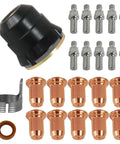23Pcs Super High Conductivity Plasma Cutter Consumables Kit For 40-50A With.040 Inch Nozzles And Electrodes compatible parts layout