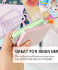 Hand holding materials from 9 Piece Bookbinding And Scrapbooking Tool Kit For Beginners With Stencil Templates And Cutter Guides