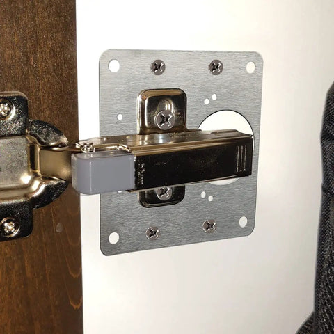 Four Pack Heavy Duty Stainless Steel Hinge Repair Plates With Matching Screws Fix Wobbly Cabinet Doors For Wood Furniture Shelves Quick Install No Sweat Built Tough Real Deal Quality mounted on cabinet door.