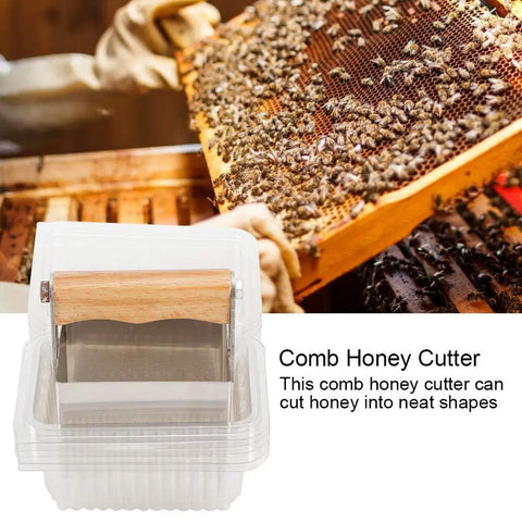 Stainless Steel Comb Honey Cutter And Scraper With Plastic Box Beekeeping Tool in use for precise honeycomb cutting