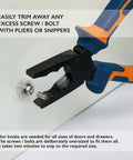 Close-up of pliers trimming screw for Marrakesh Mix Ceramic Cabinet Knobs Set Of 8 For Kitchen Cabinets And Furniture