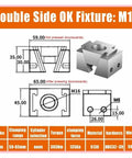 Shop Ready CNC Wedge Vise For Quick Dial In Setups And Rock Solid Clamping On Multi Station Mills Heavy Duty Dual Side Workholding Block For Steel And Aluminum With M6 To M16 Taps double side fixture dimensions and details