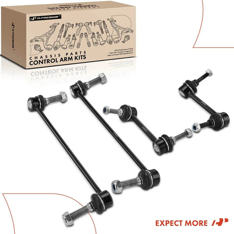 Set Of 4 Front And Rear Sway Bar Links Kit For Ford Explorer 2011 2019 And Police Interceptor Utility 2013 2019 Stabilizer Bar End Links Replacement For Anti Roll Suspension Upgrade With Easy Install; displayed with box packaging.