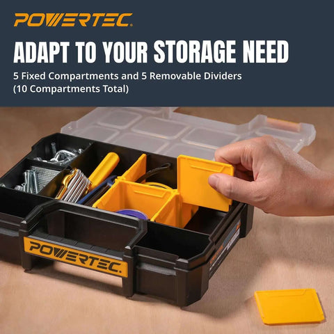 DIY Friendly Small Parts Organizer And Tool Box With Ten Compartments And Stackable Storage Removable Dividers Clear Lid