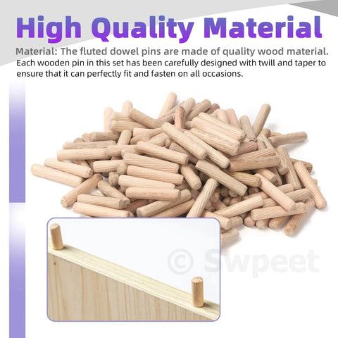 Wood Dowel Pins Kit 505 Pcs Four Sizes 1/4 In 5/16 In 3/8 In 1/2 In Straight Grooved Dowel Pins With Center Point for furniture making