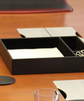 Classic Black Leather Conference Room Organizer Tray for Executive Desks and Boardrooms Keeps Supplies Sorted Protects Desk Surface