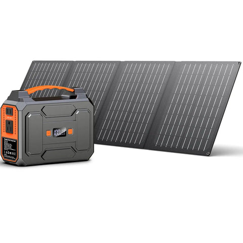 Solar Powered Portable Generator Kit With 200W Peak Output And 100W Rated, 146Wh Battery, 110V AC Outlet, Includes 40W Solar Panel