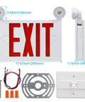 LED Exit Sign With Battery Backup And Emergency Lights, Dual Face, Red Letter, UL Listed, shown with installation hardware