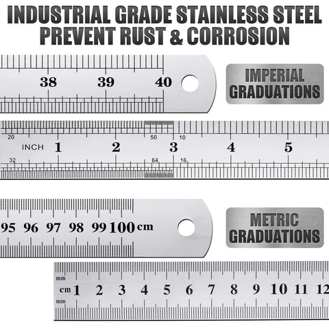 Set Of 6 Heavy Duty Stainless Steel Rulers 40 Inch Yard Sticks For DIY Pros And DIYers Woodworking School And Crafting Large Straight Edges