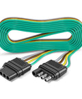 Heavy Duty 4 Pin Trailer Connector Harness Extension 80 Inch Flat Wiring Kit with vibrant colored cables and connectors.