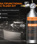 Pro Grade AC Flush Kit For Auto Air Conditioning System Cleaning With stainless steel canister and pressure gauge.