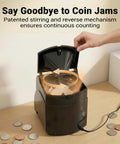 No Sweat Heavy Duty Coin Counter And Auto Wrapper Machine With Rapid 312 Coins Per Minute Pace showing anti-jam feature in action.
