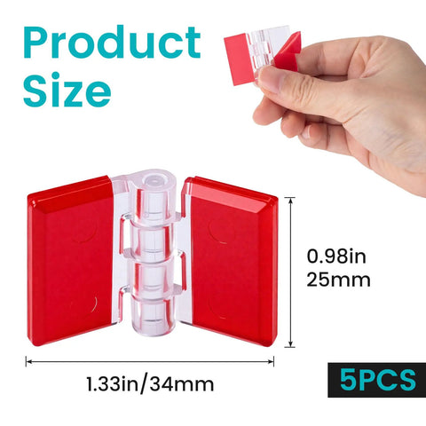 5Pcs Self Adhesive Acrylic Hinges Clear 25 By 34 Mm For DIY Jewelry Boxes And Small Cabinets, hand holding hinge for scale