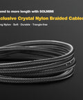 Close-up of black braided nylon 6.35mm to 3.5mm Headphone Adapter Cable 4 Ft TRS Stereo Male to Female for DJ Mixer