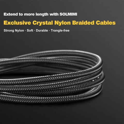 Close-up of black braided nylon 6.35mm to 3.5mm Headphone Adapter Cable 4 Ft TRS Stereo Male to Female for DJ Mixer