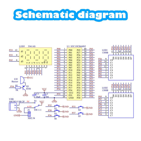 DIY Game Soldering Kit For Beginners With 4 Retro Games schematic diagram showing connections and components used.