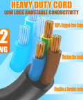 Heavy Duty 6 Foot 12AWG Power Cord Adapter Cable Converts 15A To 20A 125V Socket with insulated copper wires and flexible design.