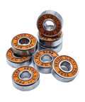 8 Piece Set 608RS ABEC-11 Shielded Bearings For Skateboard And Scooter, 2RS Waterproof Rustproof Coated Miniature Roller Bearings Kit For Street-Ready, Ultra Smooth Rides And Heavy Load Performance. stacked orange-sealed 608RS bearings
