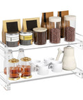 2 Tier Coffee Station Organizer for Countertops Acrylic Storage Shelf to Hold Mugs Beans Syrup Cups and Stirrers Neatly Stacked
