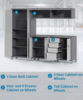 Garage Storage Cabinet System 5 Piece Workshop Set With Drawers Locking Heavy Duty Rolling Cart And Adjustable Shelves for tools