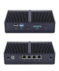 Hella Reliable Rock Solid Intel Core I5-5200U Quad Gigabit Ethernet Mini PC Barebone Aluminum Chassis rear and front view