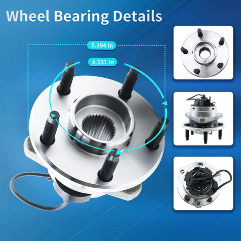 Front Wheel Hub Bearing Assembly Fits Malibu Cobalt HHR G6 Aura With 5 Lug Design And ABS 513214 Premium Replacement 2004-2012