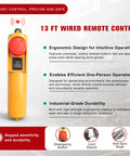 Ergonomic 13 ft wired remote control for Beefy 1320 Lb Electric Hoist Winch 110V with intuitive operation