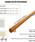 Rock Solid Indoor Wooden Handrail With Adjustable Staircase Banister Support Kit Wall Mounted Safety Railing Smooth Finish Round Profile Easy Diy Home Upgrades size guide with pine wood surface and steel supports.