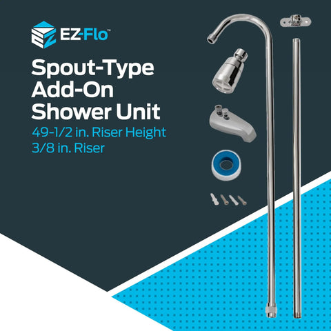 Chrome Spout Type Add On Shower Unit For Tubs Without A Shower Head Outlet Easy Install Conversion kit components