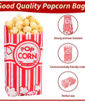 100 Pack 1 Oz Popcorn Bags For Popcorn Machines And Movie Nights, Food Grade Paper Bags shown full of popcorn